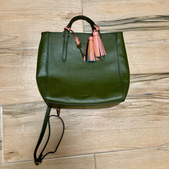 Fossil Handbags - NWT Fossil Camilla Convertible Olive Green Backpack